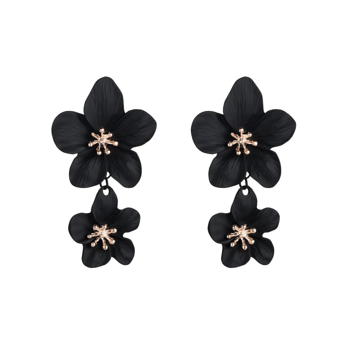 Fashion Flower Stoving Varnish Alloy Drop Earrings