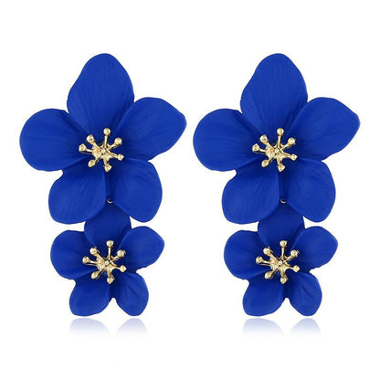 Fashion Flower Stoving Varnish Alloy Drop Earrings