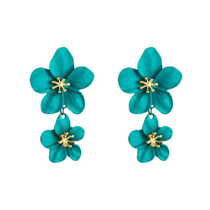 Fashion Flower Stoving Varnish Alloy Drop Earrings