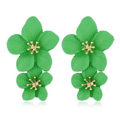 Fashion Flower Stoving Varnish Alloy Drop Earrings