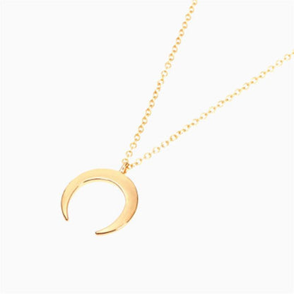 Fashion Plated Gold And Silver Crescent Pendant Necklace Nhcu149800