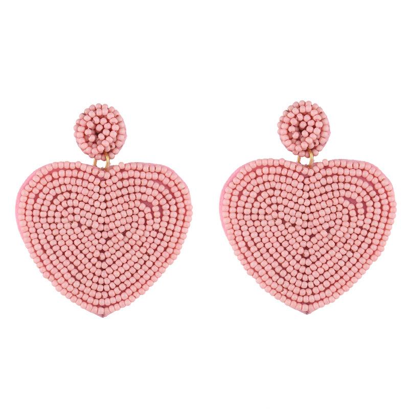 Beaded Heart-shaped Earrings Nhas150813