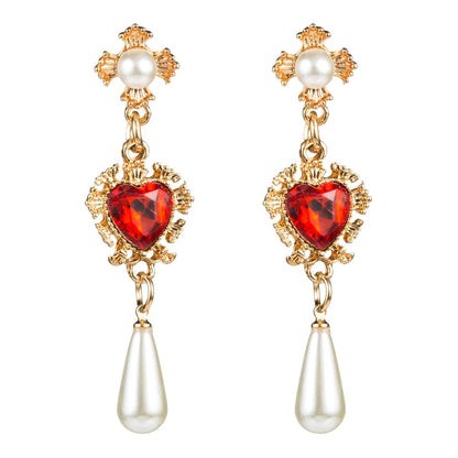 Fashion Water Droplets Diamond Alloy Artificial Gemstones Earrings