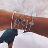 Simple Lotus Lotus Leaf Round Stone Flower Bead Chain Bracelet Set Nhpv153647
