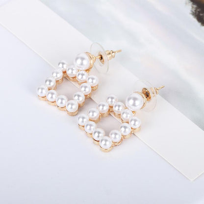 Simple Style Geometric Plating Alloy Artificial Gemstones Earrings