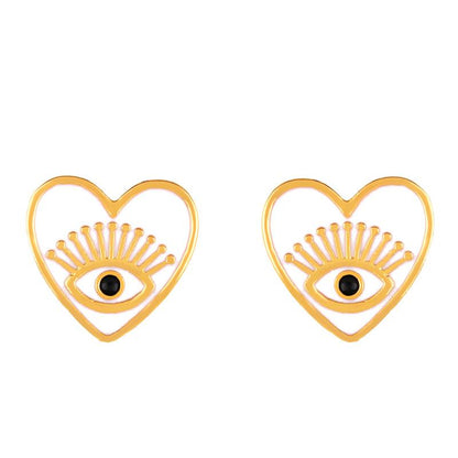 Fashion Copper Heart Shaped Eyes Stud Earrings Nhas155431