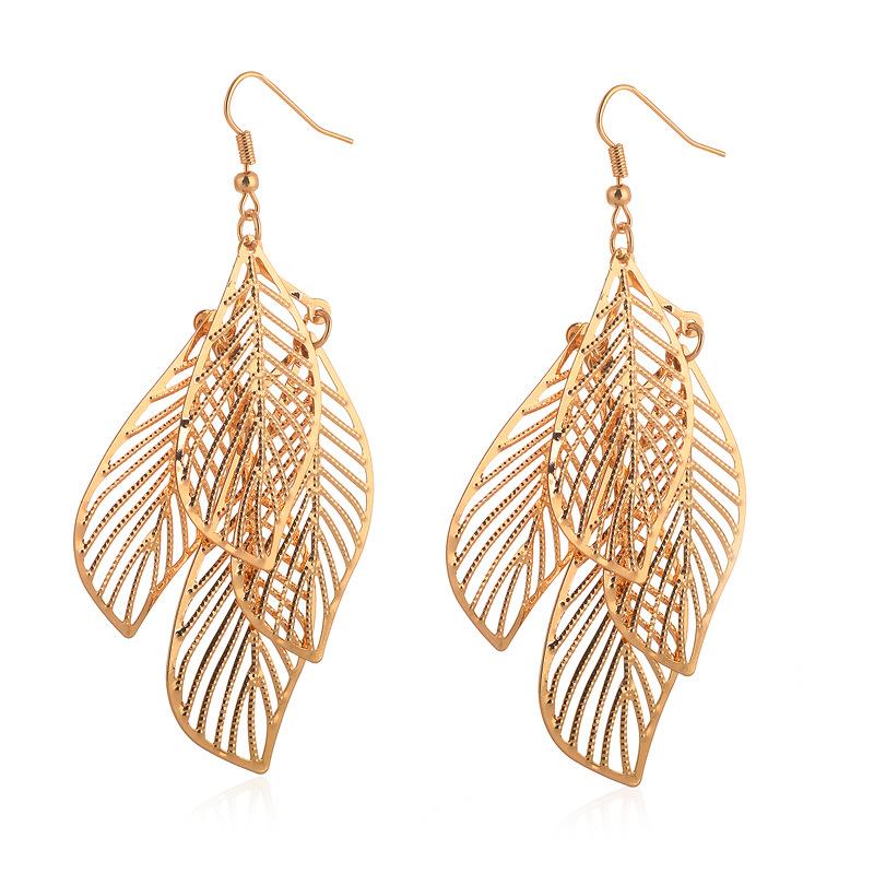 Fashion Leaf Plating Alloy No Inlaid Earrings