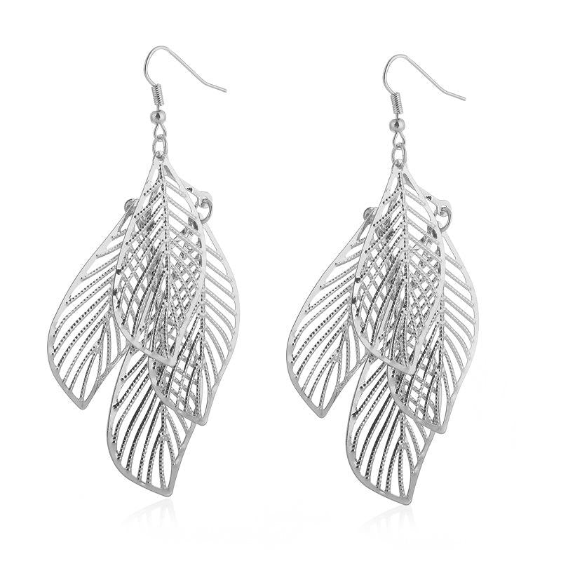 Fashion Leaf Plating Alloy No Inlaid Earrings