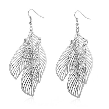 Fashion Leaf Plating Alloy No Inlaid Earrings