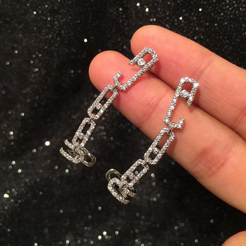 Geometric Pattern Ear Bone Clip S925 Silver Needle Micro Inlaid Zircon Creative Earrings