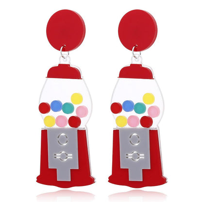 New Creative Funny Exaggerated Gashapon Machine Game Machine Shape Earrings Ear Clip