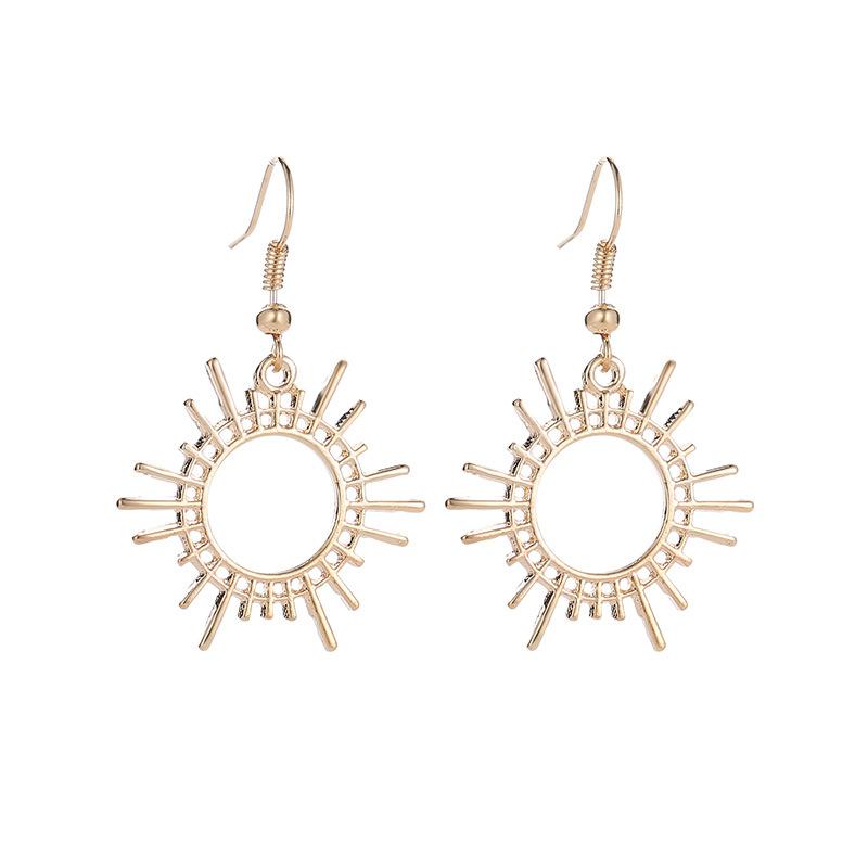 Gear Earrings Creative Geometric Alloy Jewelry Female Sun Earrings Wholesale