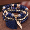 Simple And Colorful Acrylic Beads Fringed Leaf Pendant Multilayer Fashion Bracelet