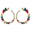 Europe And The United States Selling Retro Inlaid Colorful Rhinestone Earrings Female Exaggerated Large Circle Earrings Set Luxury Super Flash C-shaped Stud Earrings