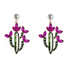 Fashion Cactus Stoving Varnish Alloy Artificial Gemstones Earrings