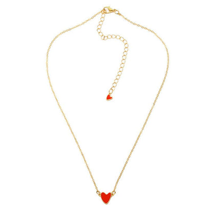 Korean Red Love Necklace Dripping Double Peach Heart Necklace Clavicle Chain Heart Necklace Wholesale