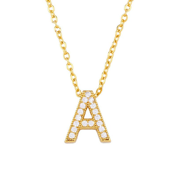 Fashion Letter Copper Gold Plated Zircon Necklace