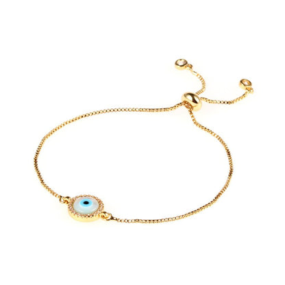 New Accessories Blue Eye Bracelet Devil's Eye Micro Inlaid Diamond Shell Pulling Zircon Bracelet