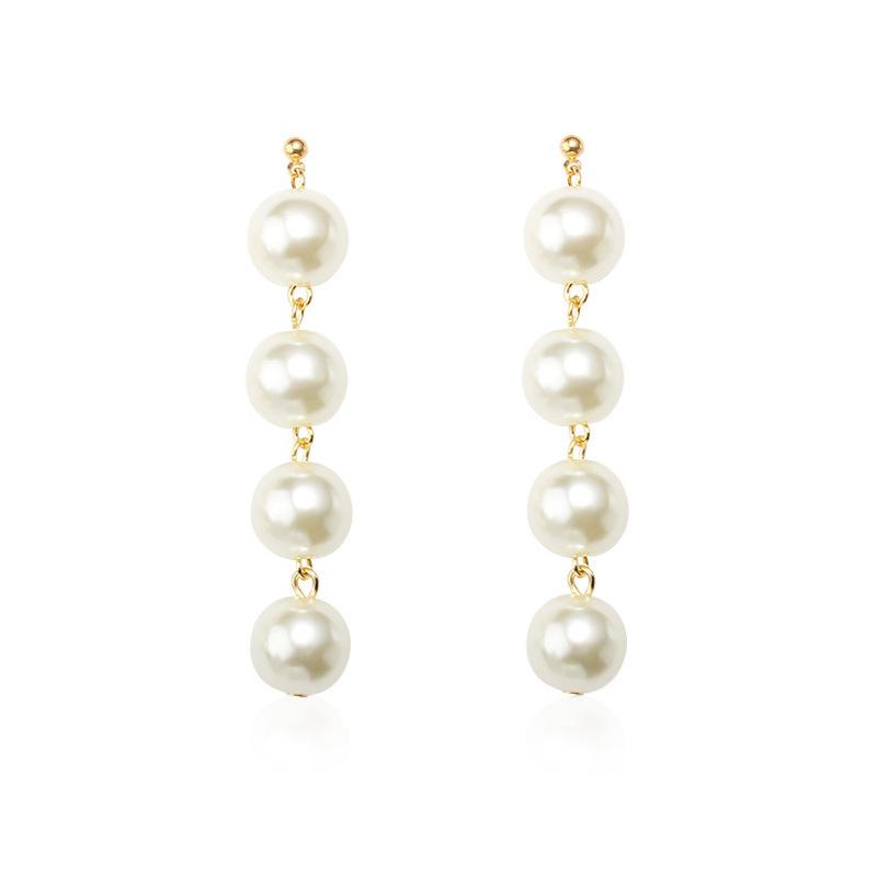 Exaggerated Large Pearl Tassel Long Earrings Female Pearl Earrings