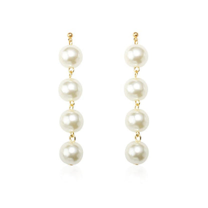 Exaggerated Large Pearl Tassel Long Earrings Female Pearl Earrings