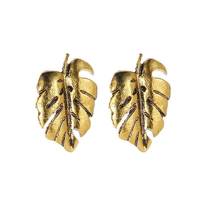 Earrings Turtle Shell Earrings Alloy Plating Gold Gold Silver Tree Leaf Ear Studs Feather Ear Studs