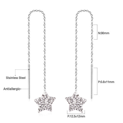 Fashion Star Stainless Steel Plating Drop Earrings 1 Pair