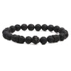 Fashion Stainless Steel Lion Head Bracelet Volcanic Beaded Men's Bracelet