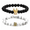 Black Frosted Bead Diy Crown Bracelet White Turquoise Crown Men's Bracelet