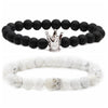 Black Frosted Bead Diy Crown Bracelet White Turquoise Crown Men's Bracelet