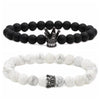 Black Frosted Bead Diy Crown Bracelet White Turquoise Crown Men's Bracelet