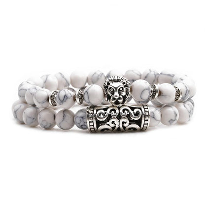 White Turquoise Owl Buddha Head Elbow Set Bracelet Lion Head Ghost Beaded Bracelet