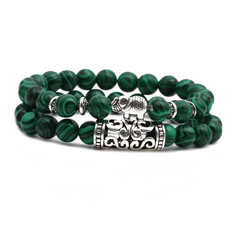 Malachite Owl Buddha Head Elbow Set Bracelet Lion Head Elephant Beaded Bracelet