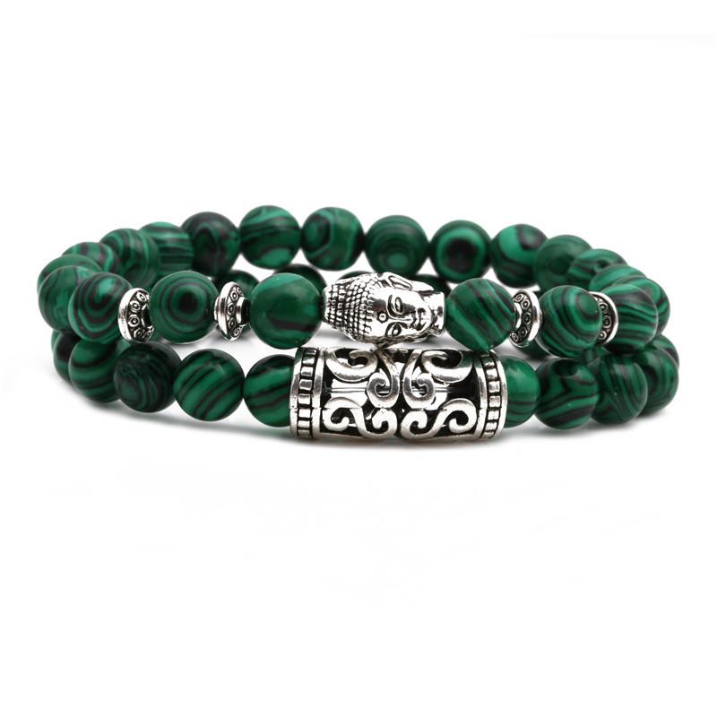 Malachite Owl Buddha Head Elbow Set Bracelet Lion Head Elephant Beaded Bracelet