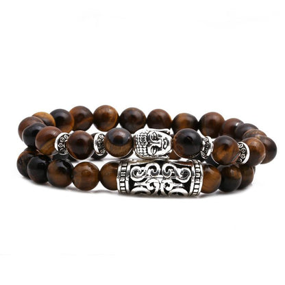 Tiger Eye Stone Owl Buddha Head Bend Set Bracelet Lion Head Elephant Beaded Bracelet