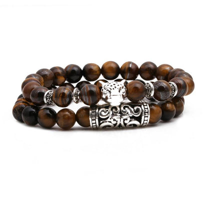 Tiger Eye Stone Owl Buddha Head Bend Set Bracelet Lion Head Elephant Beaded Bracelet