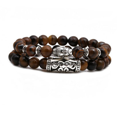 Tiger Eye Stone Owl Buddha Head Bend Set Bracelet Lion Head Elephant Beaded Bracelet