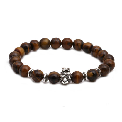 Tiger Eye Stone Owl Buddha Head Bend Set Bracelet Lion Head Elephant Beaded Bracelet