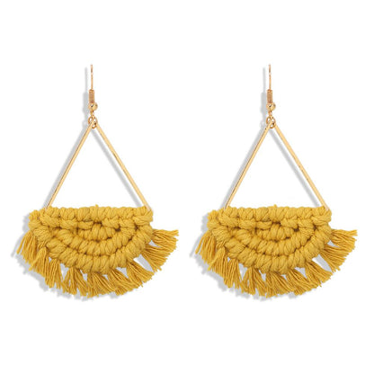 New Bohemian Fan-shaped Hand-woven Earrings For Women Wholesale