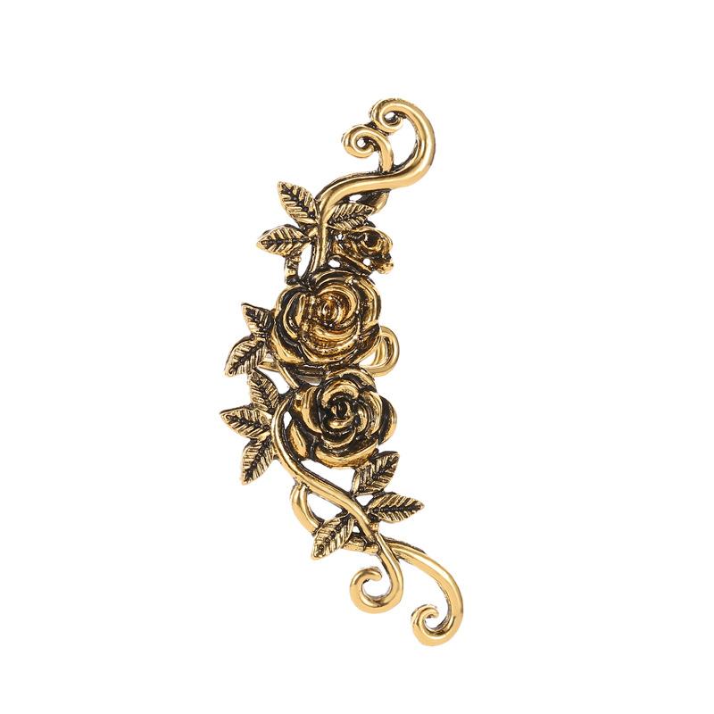 New Fashion Ear Clip Vintage Carved Ladies Ear Bone Clip Metal Rose Flower Earrings Wholesale