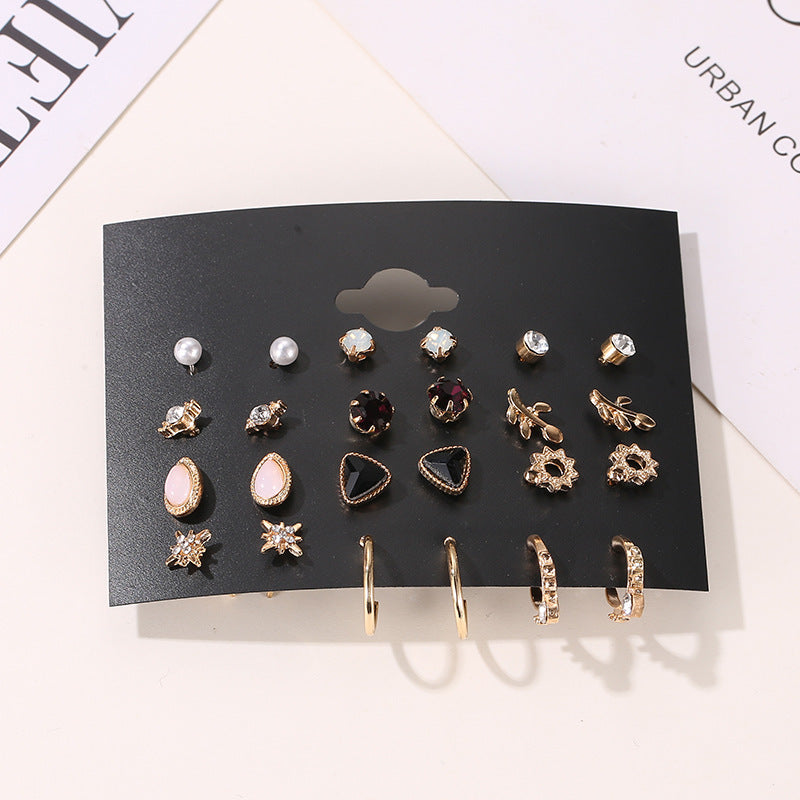 Explosion Models Set Earrings Simple 12 Piece Set Earrings Flower Set Earrings Wholesale Gooddiy