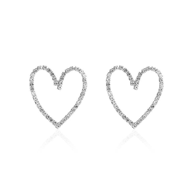 Simple Style Heart Plating Alloy Artificial Gemstones Earrings Ear Studs