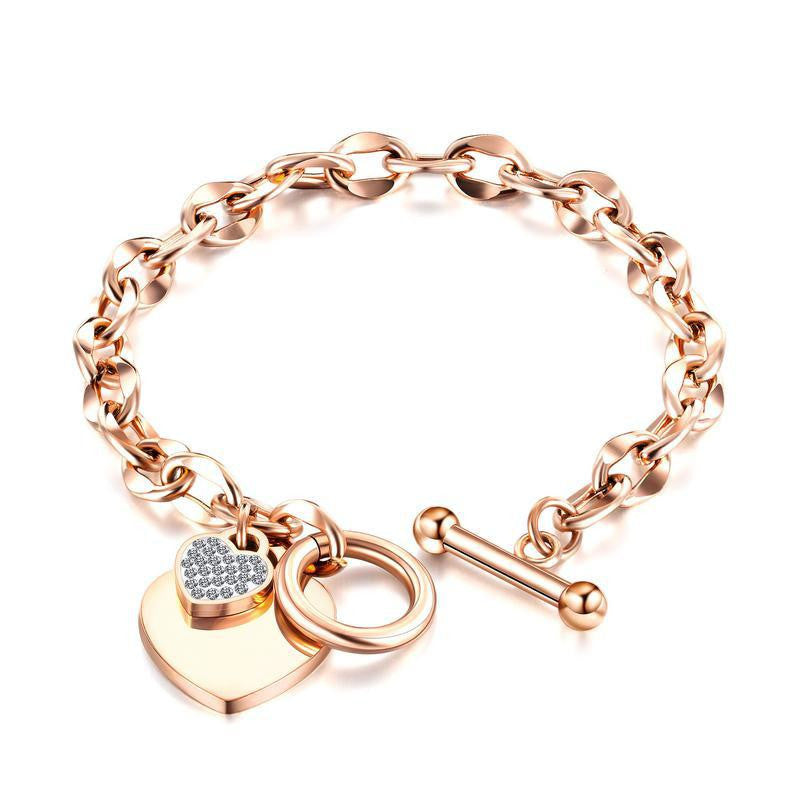 New Fashion Love Stainless Steel Bracelet Rose Gold Plated Diamond Jewelry Ot Buckle Titanium Steel Bracelet