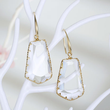 New Fashion Exaggerated Trapezoidal Crystal Earrings Irregular Crystal Earrings Wholesale