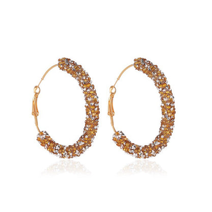 New Retro Exaggerated Crystal C-shaped Earrings Simple Half Circle Earrings Gooddiy Wholesale