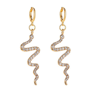 New Fashion Simple Wave Earrings Serpentine Earrings Cold Wind Long Section Diamond Earrings Wholesale Gooddiy