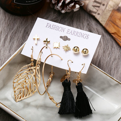 Acrylic Artificial Pearl Circle Tassel Earrings Set 6 Piece Set Hot Selling Earrings Wholesale Gooddiy