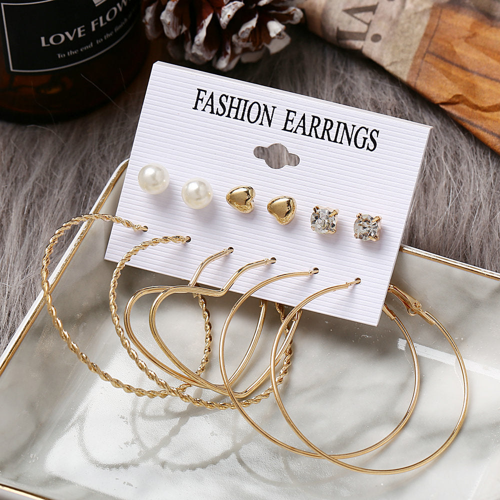 Acrylic Artificial Pearl Circle Tassel Earrings Set 6 Piece Set Hot Selling Earrings Wholesale Gooddiy