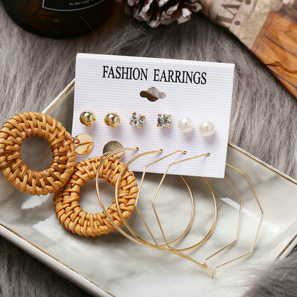 Acrylic Artificial Pearl Circle Tassel Earrings Set 6 Piece Set Hot Selling Earrings Wholesale Gooddiy