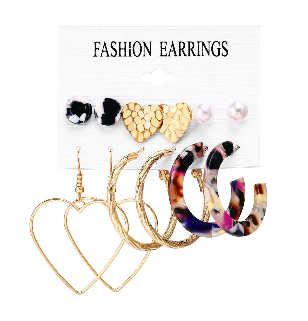 Acrylic Artificial Pearl Circle Tassel Earrings Set 6 Piece Set Hot Selling Earrings Wholesale Gooddiy