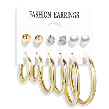 Acrylic Artificial Pearl Circle Tassel Earrings Set 6 Piece Set Hot Selling Earrings Wholesale Gooddiy